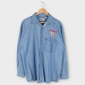 Vintage Dale Earnhardt Jr #8 Denim Button Up Shirt NASCAR Size Large